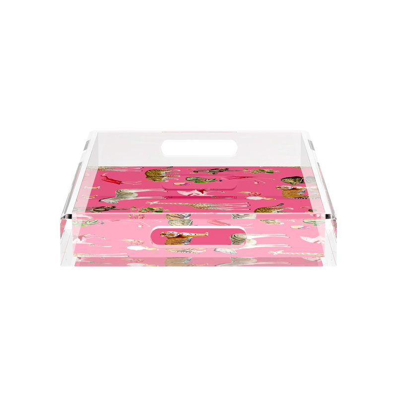 Exotix Acrylic Rectangle Decorative Tray, Cherry, 2" H x 17" W x 10.5" D