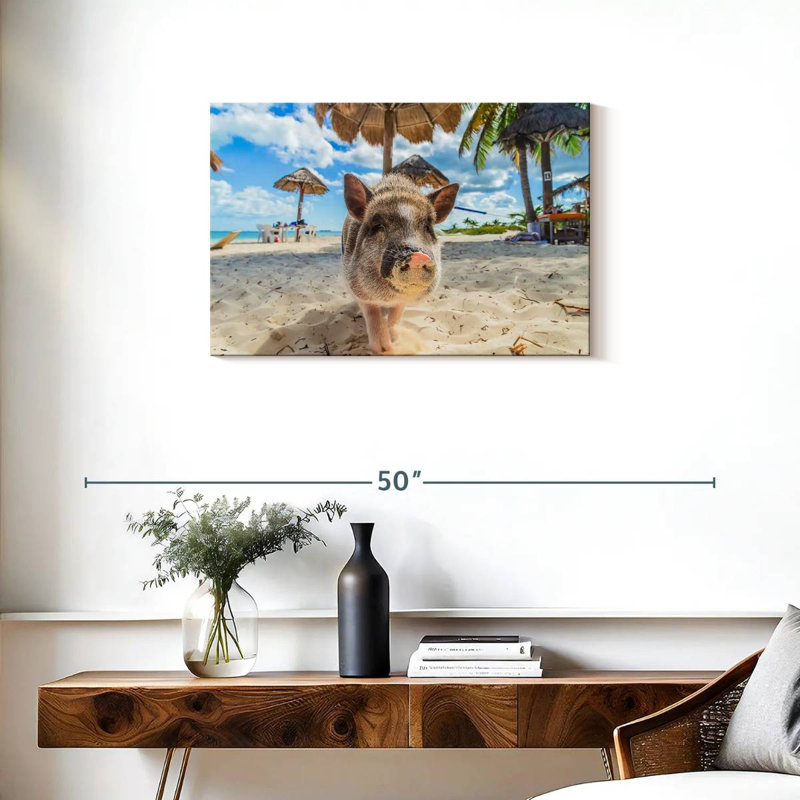Crowle cochon sale sur la plage, H 20 po x l 30 po