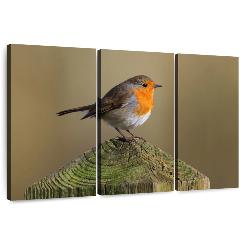 Brampt Bird Standing On Wood Post, 14" H x 23" W