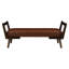 Banc de style Mid-Century avec pieds en bois de noyer, repose-pieds cannelé en polyuréthane cognac