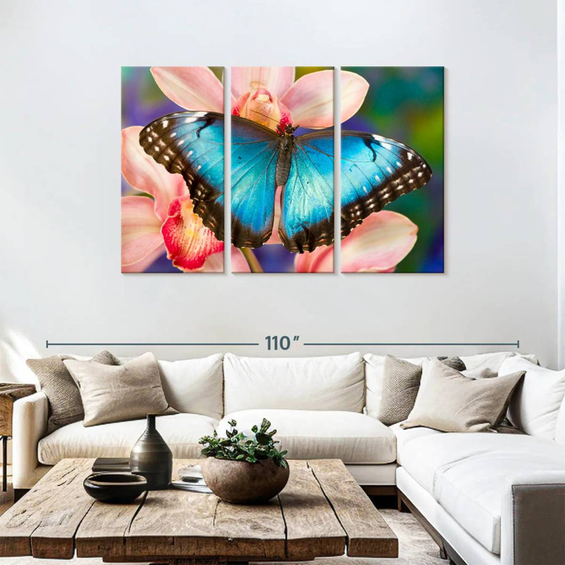 Butterfly On Orchids, 48" H x 74" W