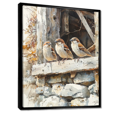 Clarendon Sparrows Birds In The Farmyard I - Bird Wall Art