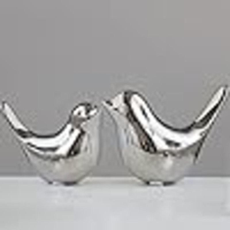 Figurines décoratives pour petits oiseaux, Argent argent