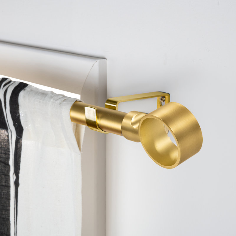 Tringle à rideaux simple ajustable 1 po Salut, Or, 66" - 120"