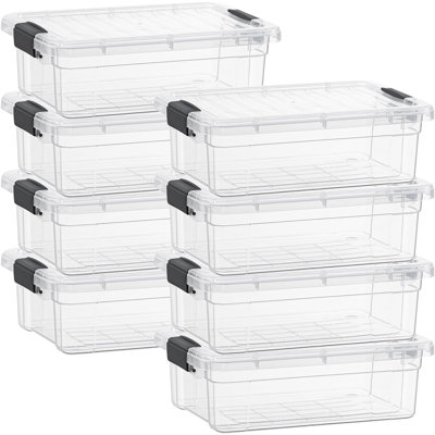 Latitude Run® Clear Storage Bins with Lids, 8 Pack- Plastic Storage Boxes for Home