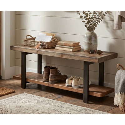 Pomona 48" Entryway Bench with Storage Shelf, Natural