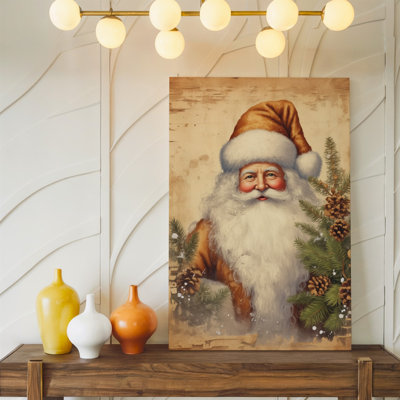 Toile, création d'une illustration d'un homme plus joyeux avec un art mural, longue barbe blanche et joues roses