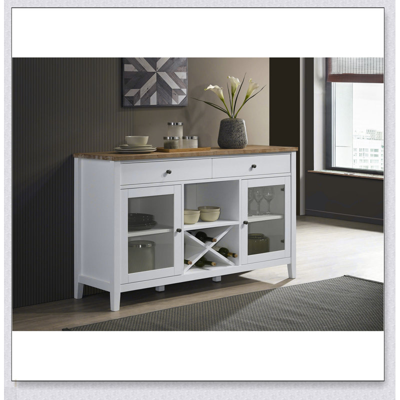 Buffet rustique et moderne à 2 portes avec rangement spacieux, pour un décor campagnard et côtier.