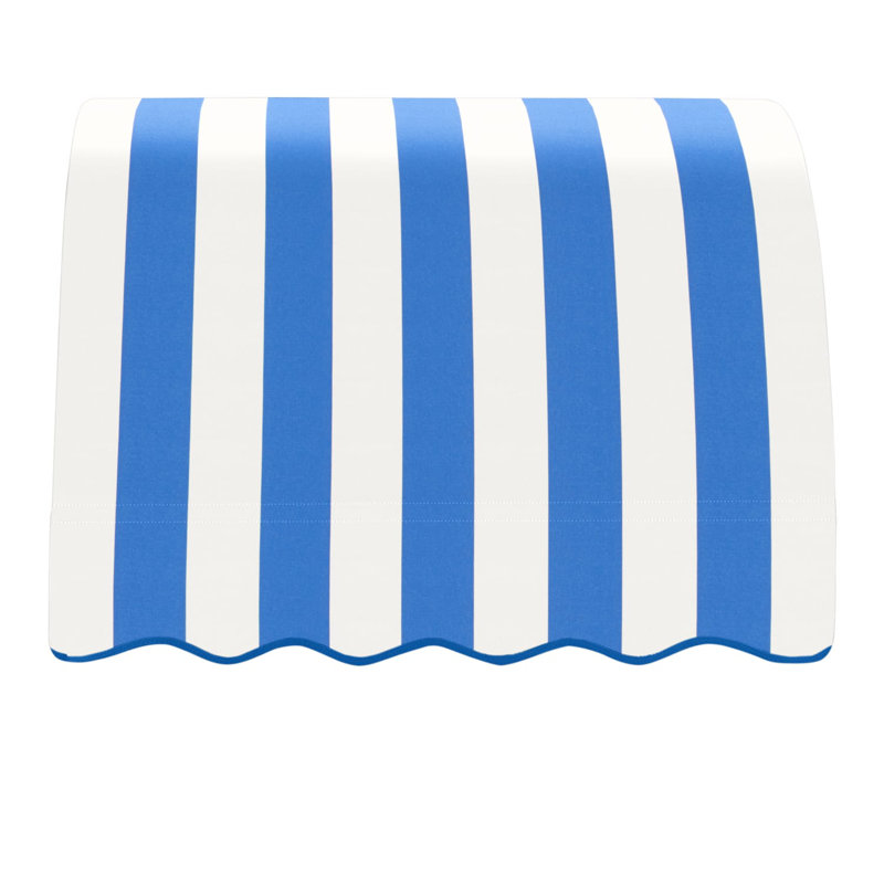Awntech Savannah Acrylic Fabric Fixed Awning, 44" H x 52.5" W x 36" D, Bright Blue/White Stripe