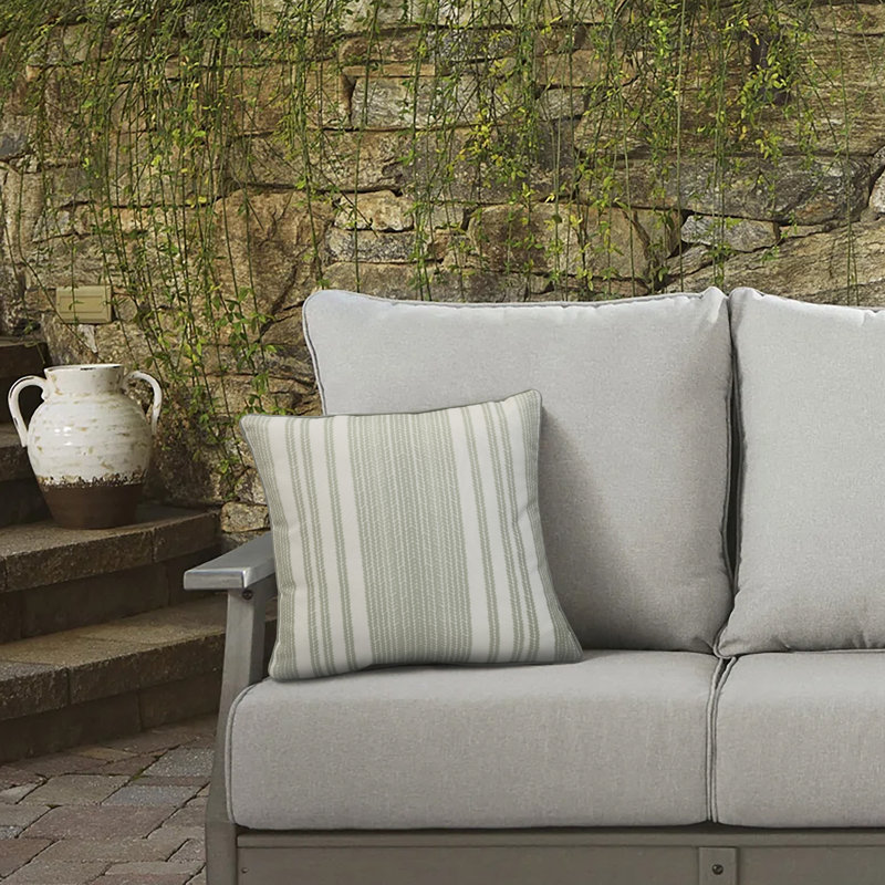 Outdoor Printed Stripe Pillow 18 x 18 Sage