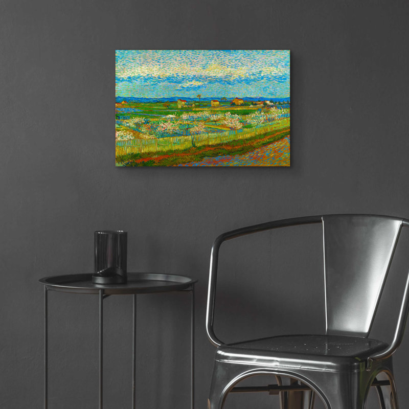 «Peach Trees In Blossom» par Vincent Van Gogh, art mural en verre acrylique, H 16 po x l 24 po x P 0,2 po