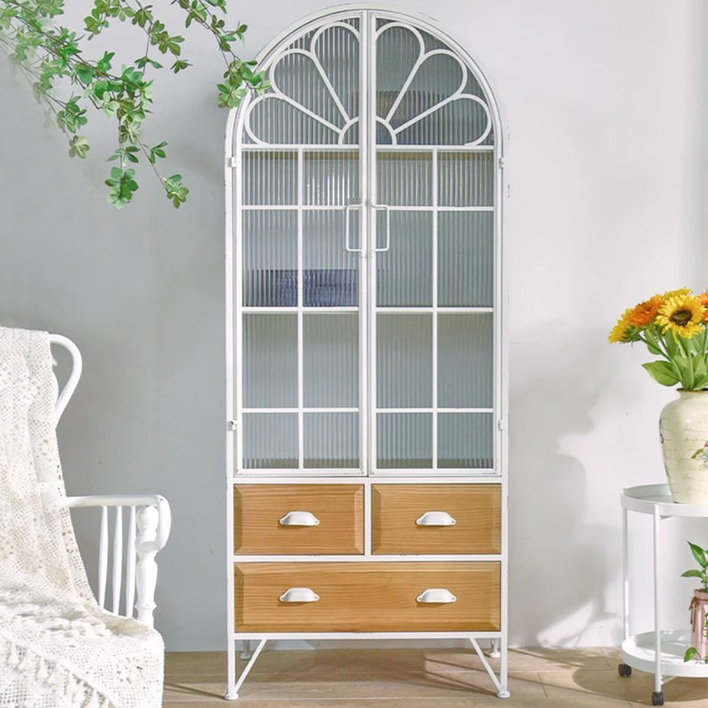 Blanc + vitrines en bois massif Burlywood