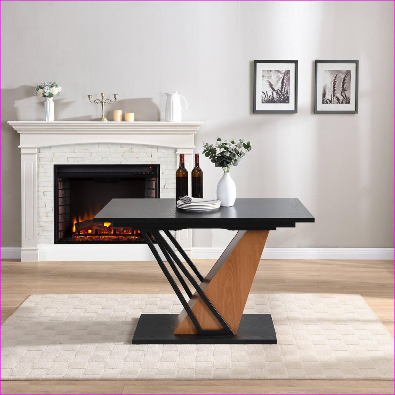 Table basse géométrique moderne peu encombrante avec structure en métal robuste et plateau en panneau de fibres à densité moyenne facile à nettoyer