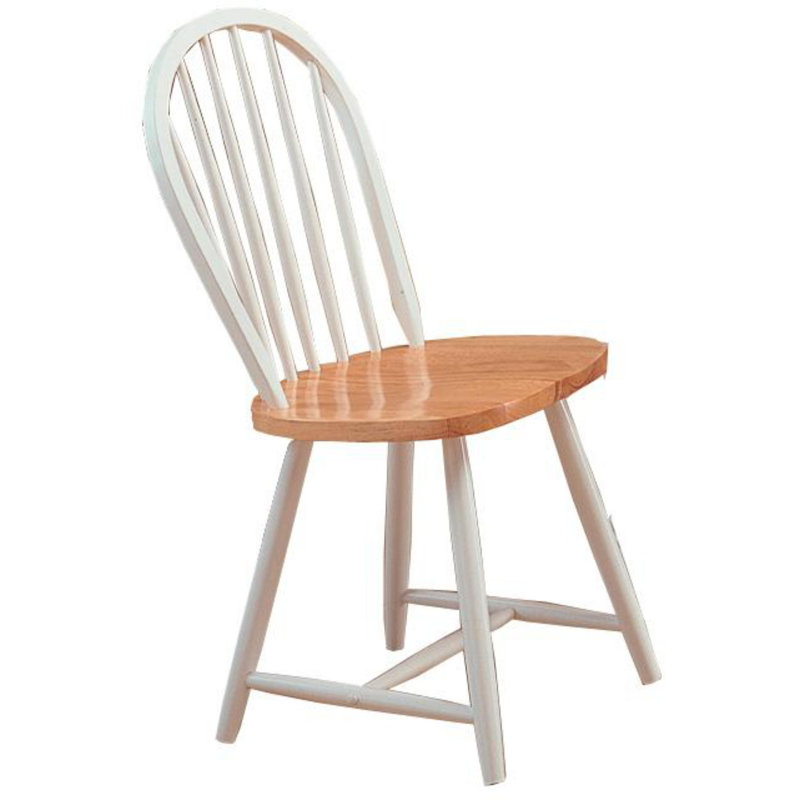Danel Solid Wood Side Chair, White/Brown