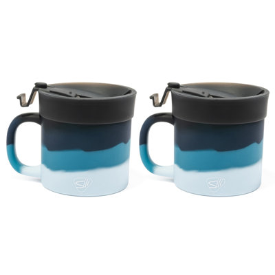 Silipint: Coffee Mug 16oz: 2 Pack - Moon Beam - Silicone Handled Unbreakable Cups