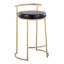 Tabouret de comptoir rond rond de 26 po de hauteur fixe en métal doré et similicuir noir par LumiSource
