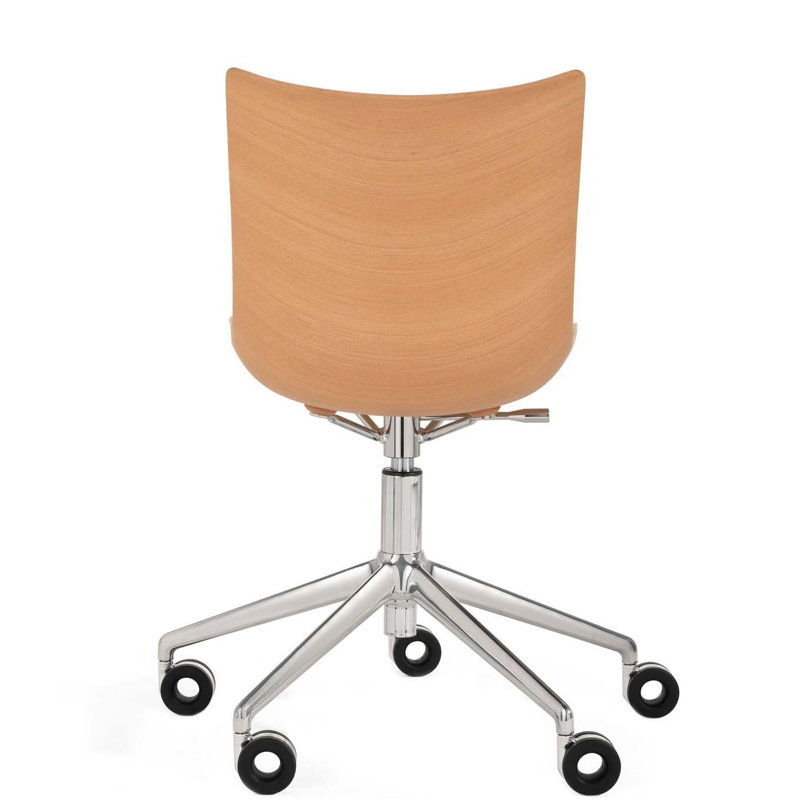 P/Wood Swivel Task Chair, Light Wood/Chrome