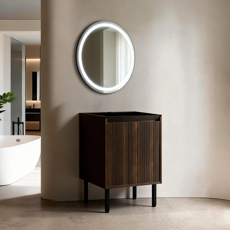 24'' &30'' &36 '' Shaker Style Bathroom Vanity Base Only, Freestanding Or Wall-Mounted With Double Doors & Adjustable Shelf - Soft-Close & Vertical Line Design (Sink Not Included)