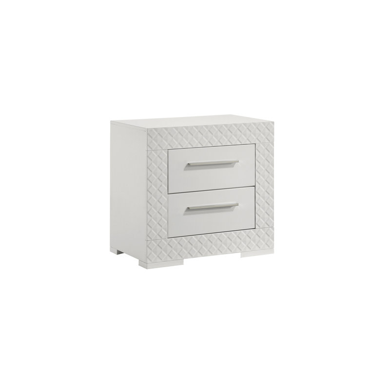 Armoire de chevet haute blanche avec table de chevet moderne à 2 tiroirs et style contemporain