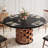47-Inch Round Farmhouse Circle Kitchen Dining Room Table for 4-6 People Wood Rectangular Block Base