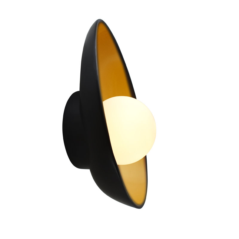 Azem Ceramic Wall Sconce, Carbon Matte Black/Champagne Gold