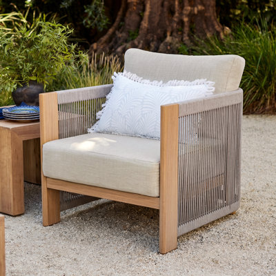 Positano Patio Aluminum Club Chair Woven Rope Lounge Chair With Sunbrella® Cushions