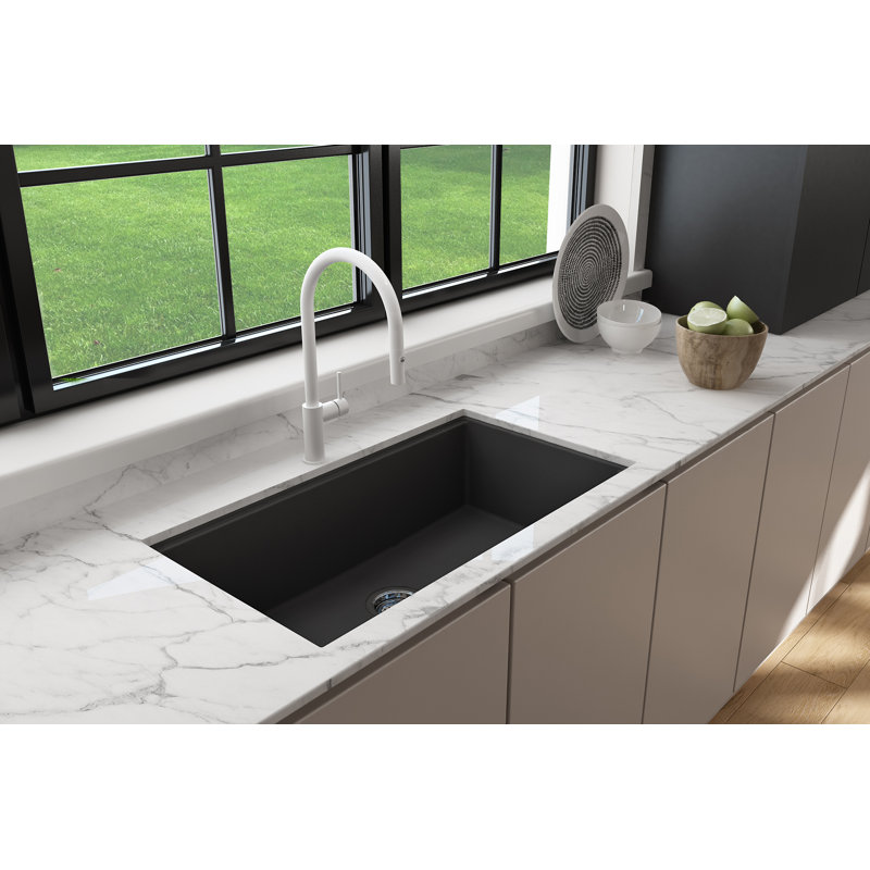Baveno Lux 33'' L Double Basin Kitchen Sink, Concrete Gray