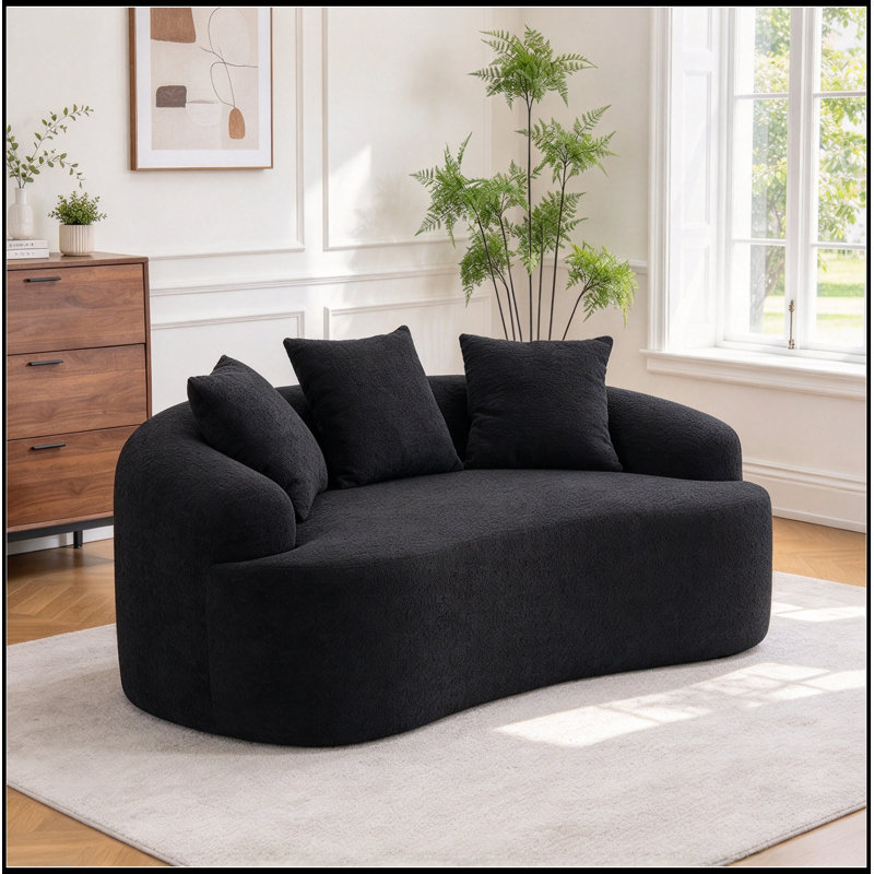 Causeuse courbée avec coussins et assise moelleuse, Noir