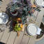 Ensemble de salle à manger de patio Corrigan Studio avec table de salle à manger en aluminium et chaises en rotin-383195553