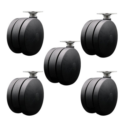 4 Inch Extra Large Heavy Duty Twin Wheel Caster Top Plate Set of 5 SCC