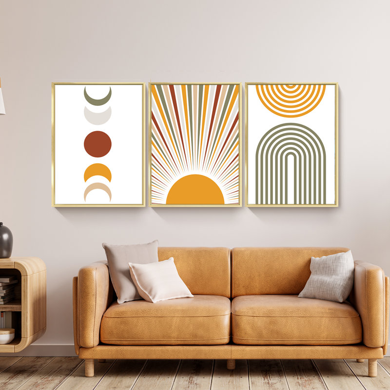 3 - Pieces, 24" H x 48" W x 1.5" D, Gold