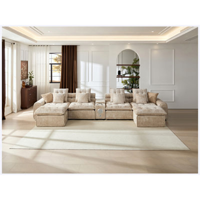 Canapé modulaire en laine et agneau moelleux de 178,6 po en forme d'agneau moelleux, canapé d'angle surdimensionné en forme de L et siège moelleux, moelleux et confortable.