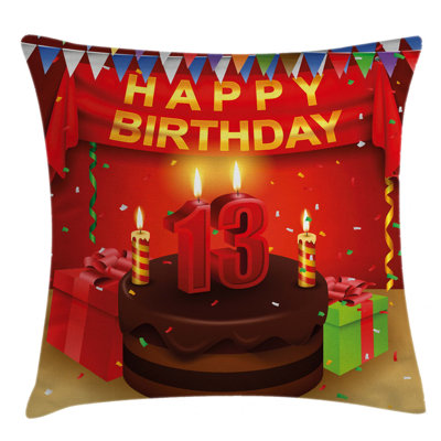 Ambesonne 13th Birthday Square Pillow Cover