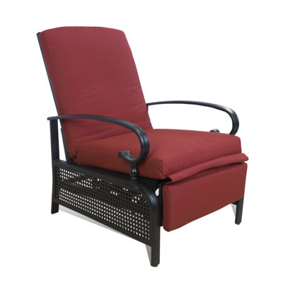 Kozyard Adjustable Outdoor Reclining Lounge Chair, Cushioned Patio Chaise Lounge with Extendable Metal Frame for Sunbathing, Reading, Relaxing, Outdoor Recliner (Burgundy)