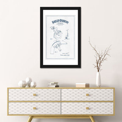 « harley-davidson motocyclettes », reproduction d’impression sur toile blanc/bleu