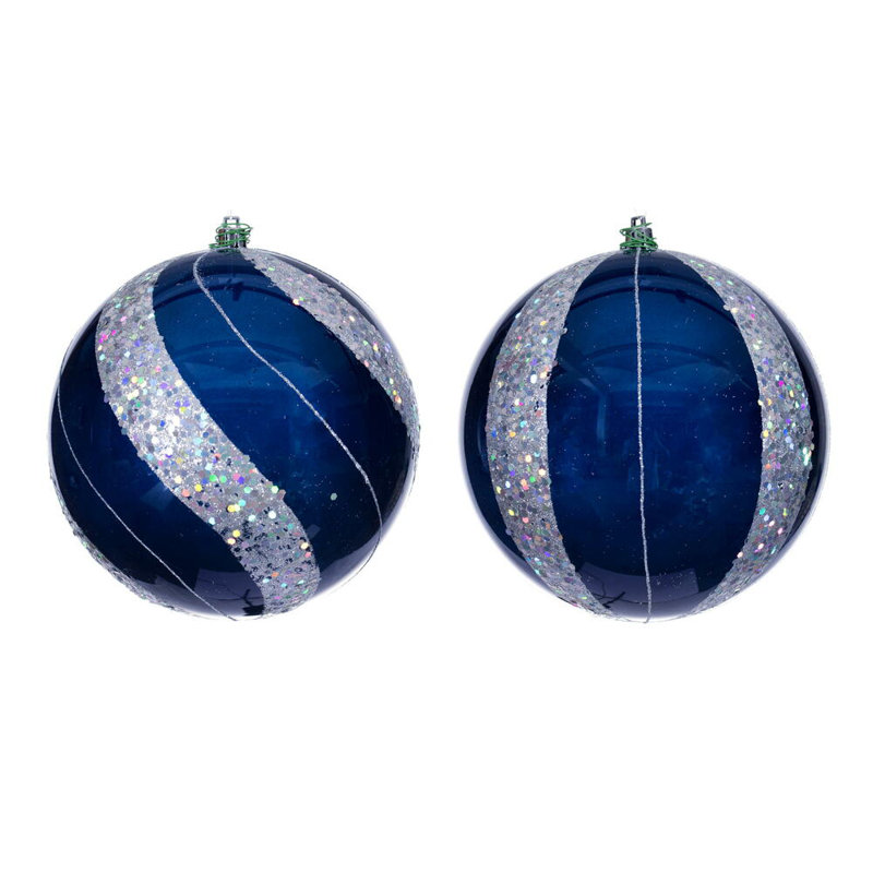 Assortiment d'ornement perle à paillettes perle., H 6 po x l 6 po x P 6 po, Bleu nuit perlé