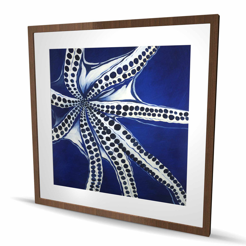 Pieuvre nageuse - impression marine mate encadrée pour la décoration, H 36 po x l 36 po, Brun