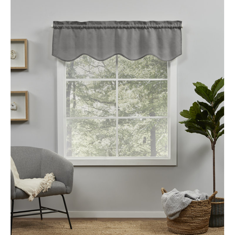 Black Pearl Linen-Like Scalloped Rod Pocket Valance