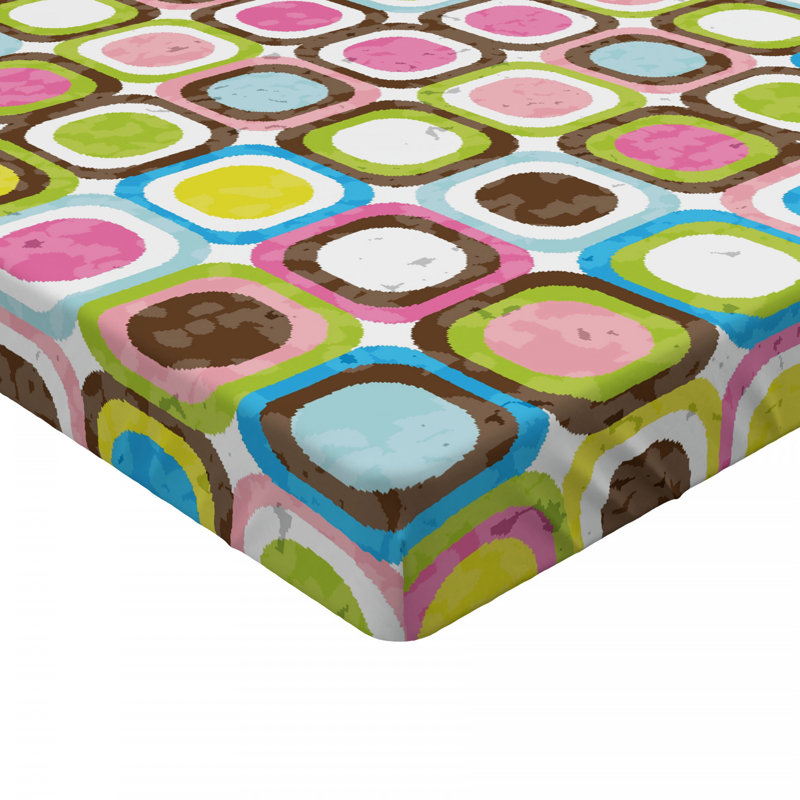 Microfiber Geometric Fitted Sheet, Queen Fitted Sheet