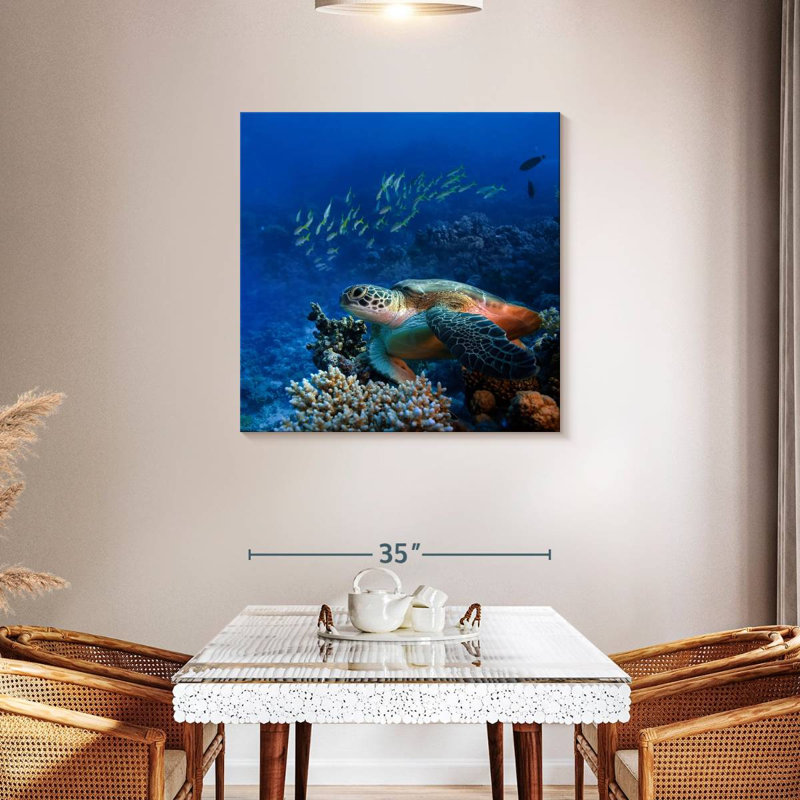 Brampt Corals And Turtle, 36'' H x 36'' W