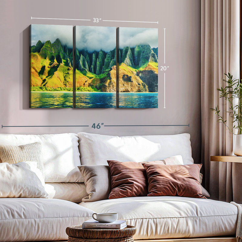 «Na Pali Coast», 3 pièces, H 20 po x l 33 po