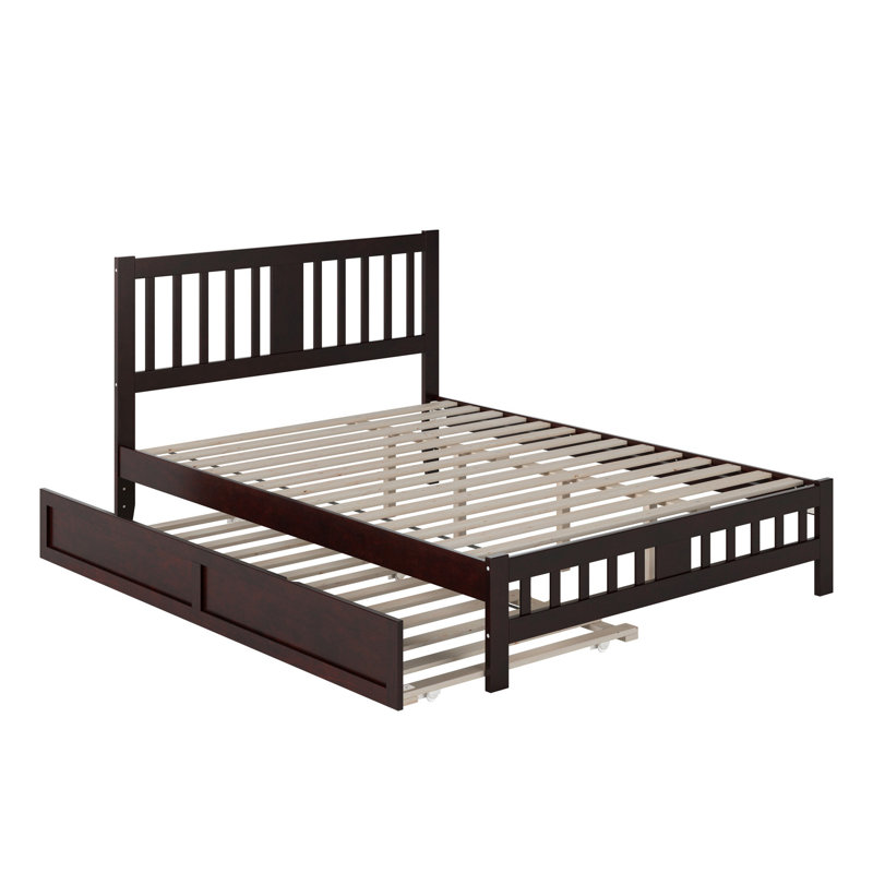 Lit plateforme en bois massif Anakin avec lit gigogne assorti, Grand, Espresso