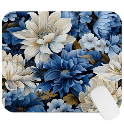 Floral Blue Peonies Flowers IV Gaming Cute Office Laptop Desk Pad Gift Mat Square Rectangle Non-Slip Mousepad