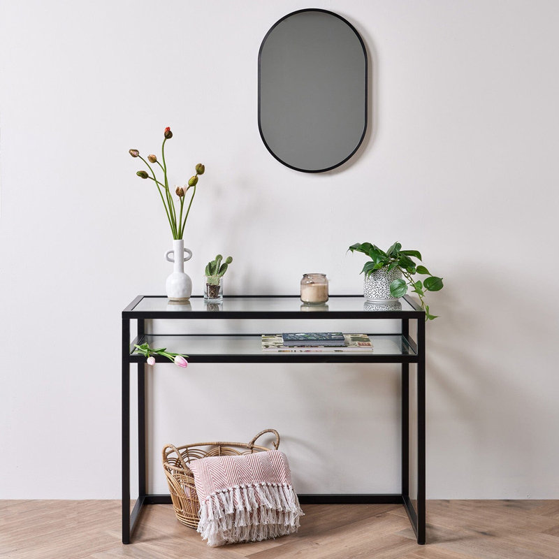 Leother 100cm Glass Top Console Table