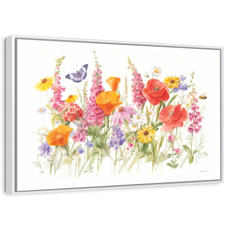 Fleurs sauvages en fleurs, Cadre flottant blanc, 43 po x 29 po