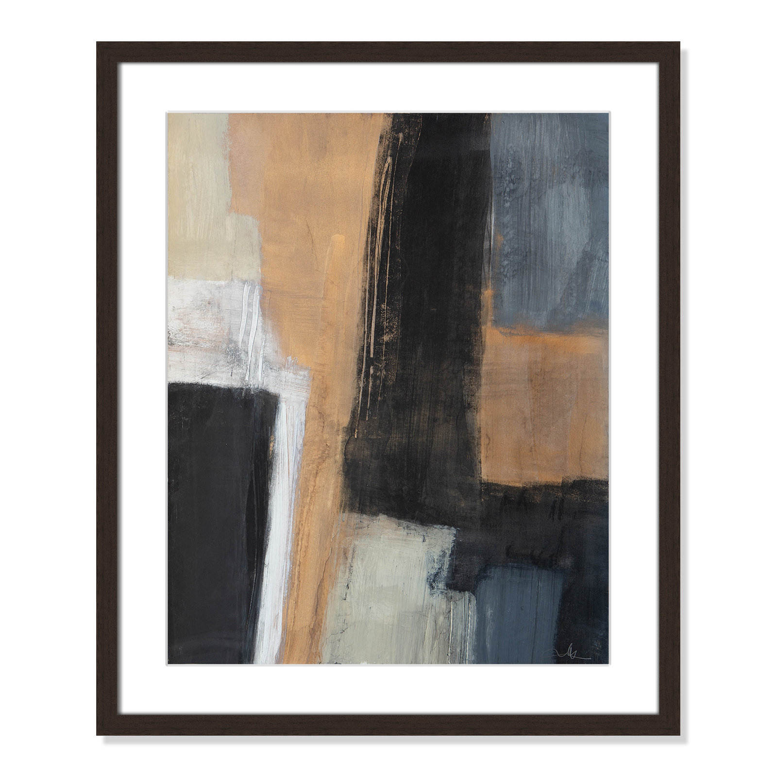 Metallic Slate I Print, 25.5" H x 21.5" W x 1.25" D, Walnut Matted Picture Framed