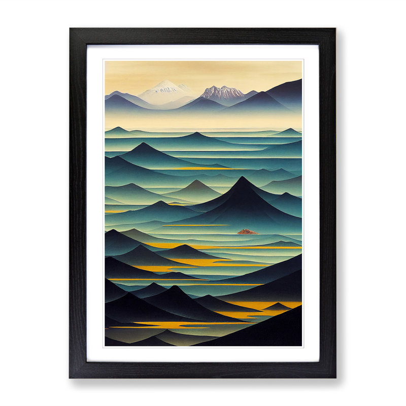 Seascape Tibetan Art - Single Picture Frame Painting, Black, 46cm H x 34cm W x 2cm D