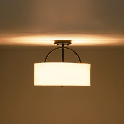 2-Light Dimmable Drum Semi Flush Mount