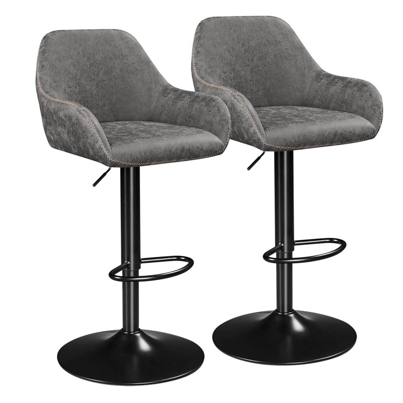 Adjustable Height Counter Stool with Metal Frame, Grey