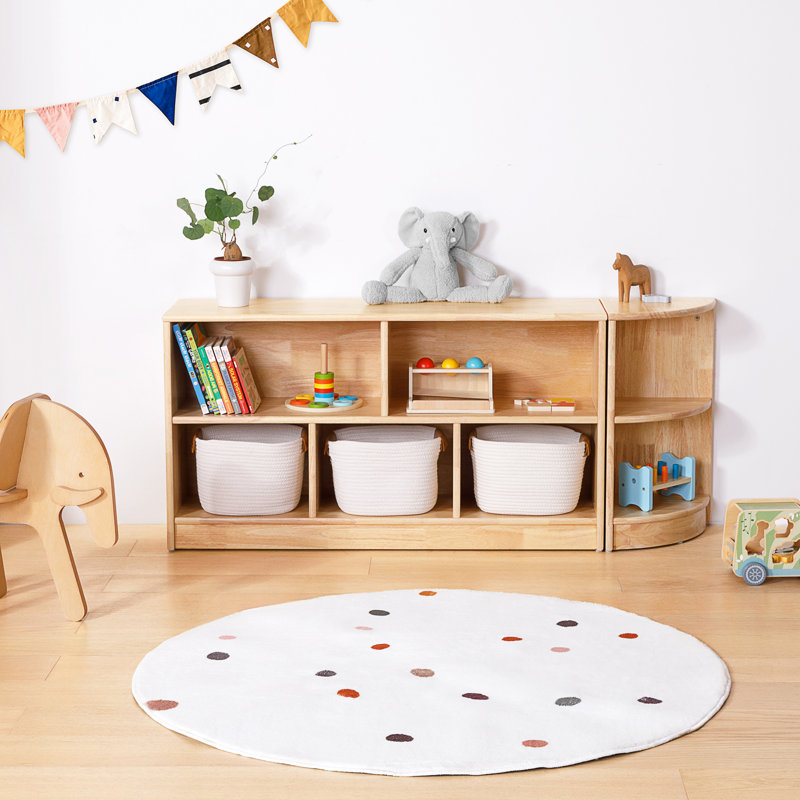 Rubber Wood 5-compartment Montessori Shelf, 43.3"l